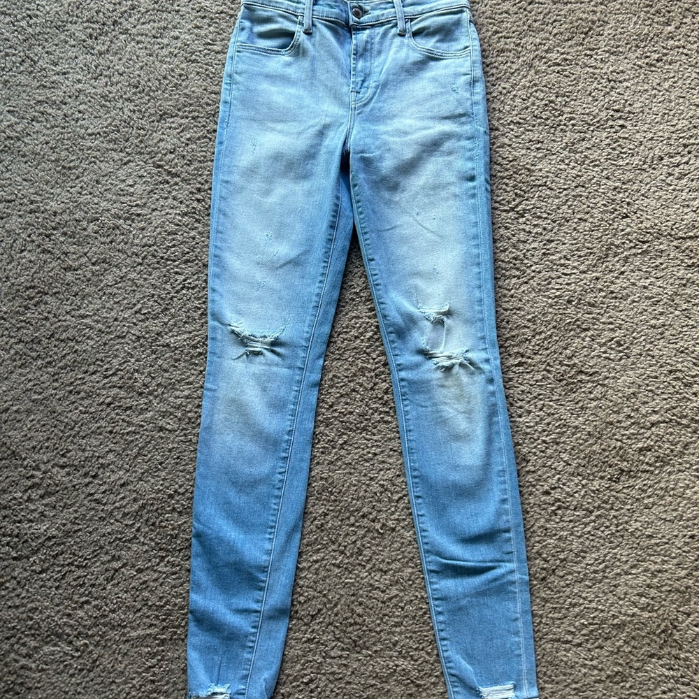 Jbrand Size 25 Women’s Distressed Light Blue Jeans Stretch Mid Rise Maria Skinny